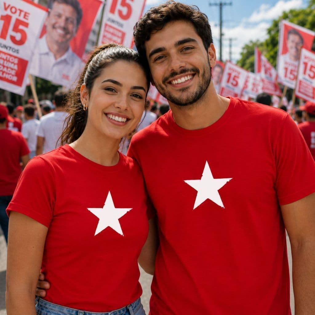 Camiseta Blusa Unissex Estrela Politica Pt Modelo Casual Lançamento Envio Ja