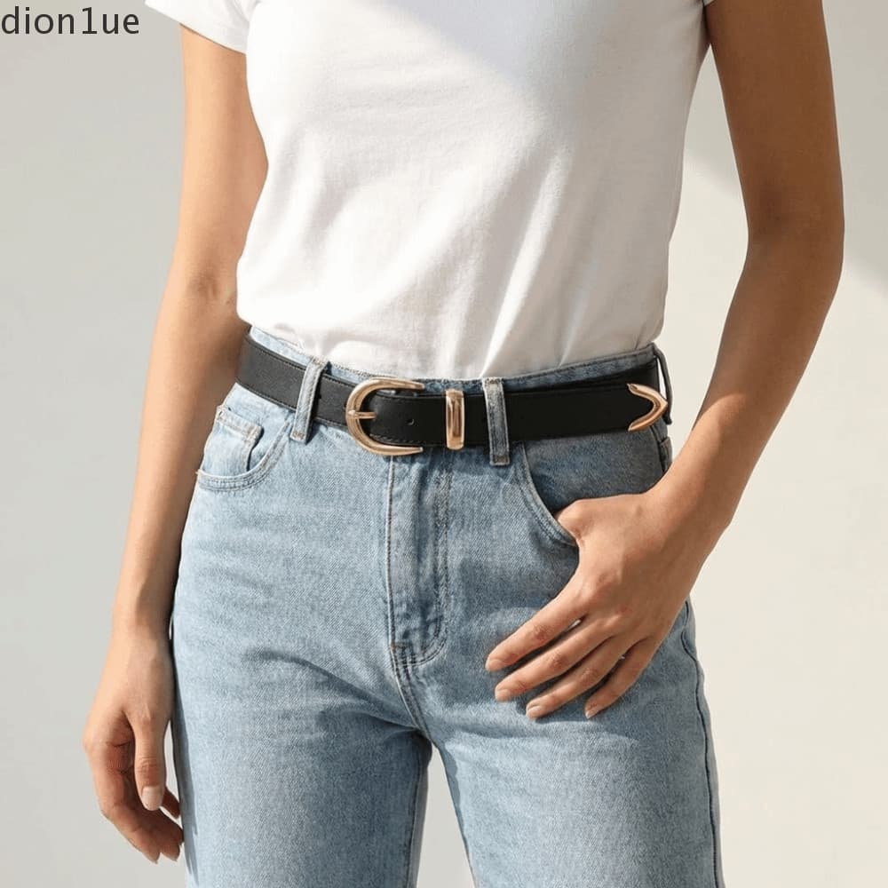 DION1UE Cinto De Couro PU , Cintura Feminina Punk De Cor Sólida , Calças De Metal Masculino