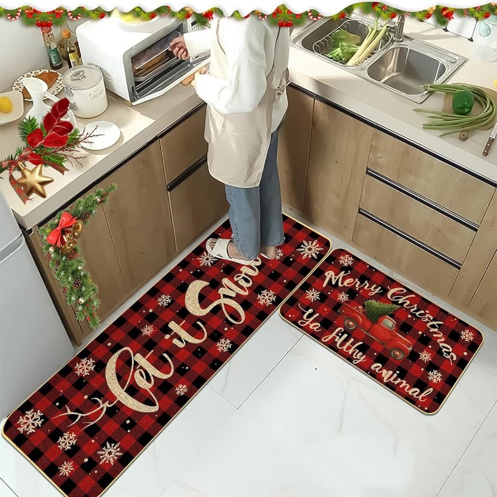 Tapete de natal decoração véspera de natal tapete cozinha combinação pé tapete porta entrada