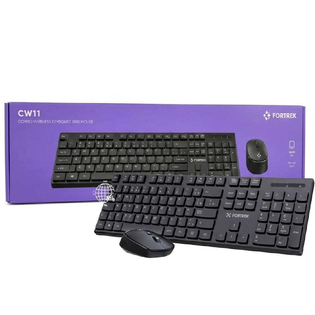 Kit Mouse e Teclado Fortrek CW11 Wireless Com Pilhas Preto.