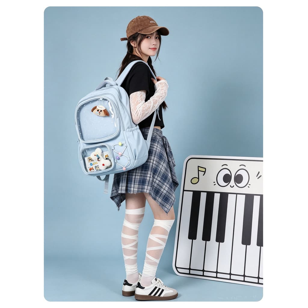 Mochila escolar estudante do ensino médio feminino 2026 novo estilo saco de dor moda feminina mochila All-Match grande c