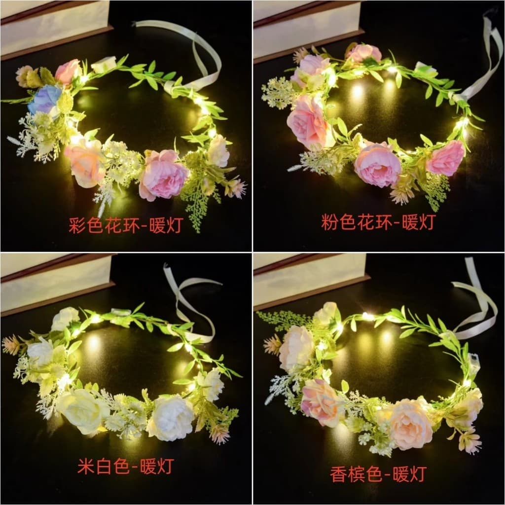 Luminosa bandana guirlanda influenciador Hairpin flor doce bandana nupcial Headwear cenário concerto foto adereços tenda