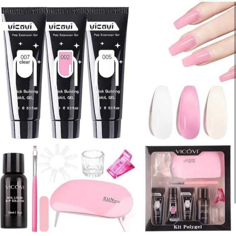 Kit Polygel  Com Mini Cabine E Acessórios Para Extensão De Unha Vicovi