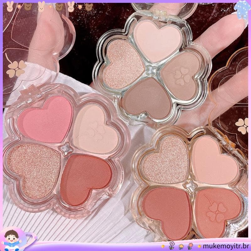 Paleta de sombras de quatro cores, cor terra, fosco, alto brilho, perolado, brilho, à prova d'água, paleta de sombras di