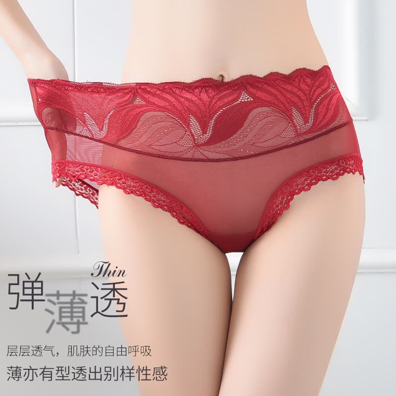 Venda quente Extra gordura alta elasticidade rendas senhoras cuecas de cintura média Amazon gaze sem costura calcinha fe