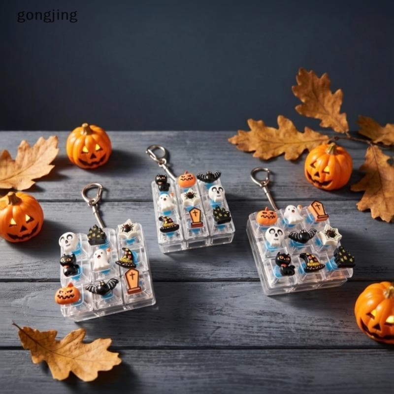 gongjing Halloween Fidget Teclado Chaveiro Portátil Mini Brinquedo Sensorial Abóbora Fantasma Crânio Padrão Para Festa D