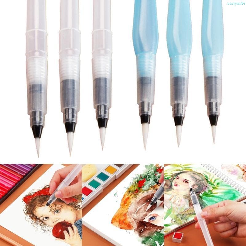 Cucriaa Caneta Pincel Aquarela Pincéis Para Pintura DIY Canetas Ponta Pontiaguda Aqua Escova Refi