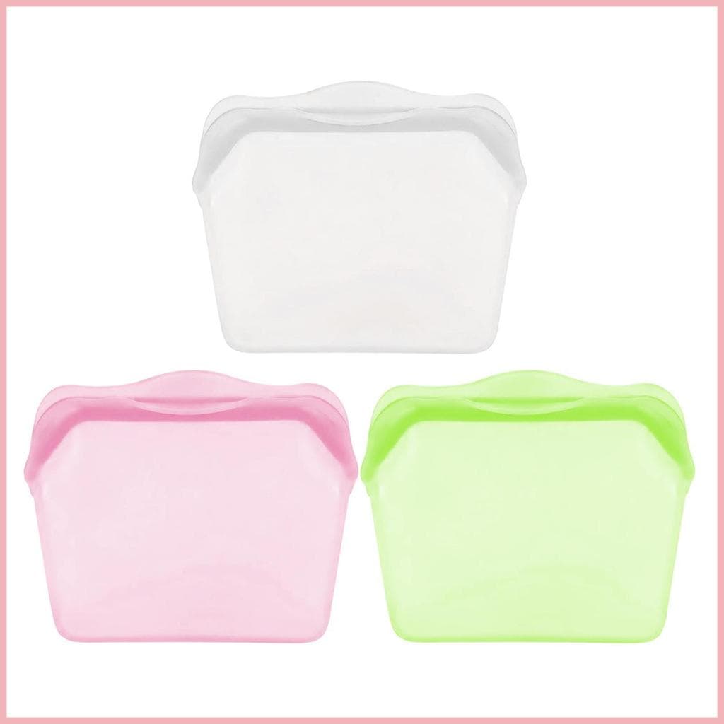 Recipientes De Armazenamento De Alimentos De Silicone 3 Peças À Prova De Vazamento Bolsa De Vedação De Frutas Reutilizáv