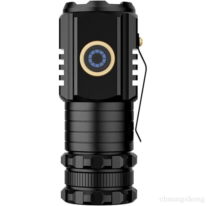 Lanterna de Alta Luminosidade Recarregável, Mini Lanterna LED Portátil e Resistente, Lanterna de Mão à Prova d'Água e Po