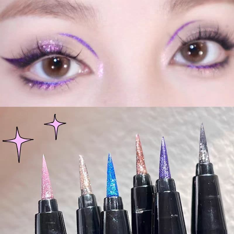 Strobe perolado cor céu estrelado delineador líquido azul roxo preto palco de longa duração à prova dwaterproof água à p