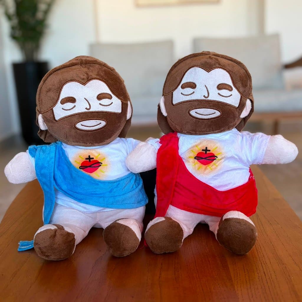 Jesus de Pelúcia 35cm Que Respira e Canta com Música | Boneco Jesus Cristo Interativo Anti-Stress para Acalmar e Relaxa