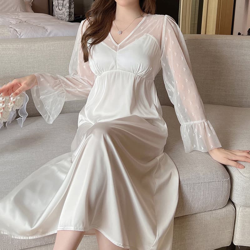 Camisola De Manga Comprida De Renda Elegante