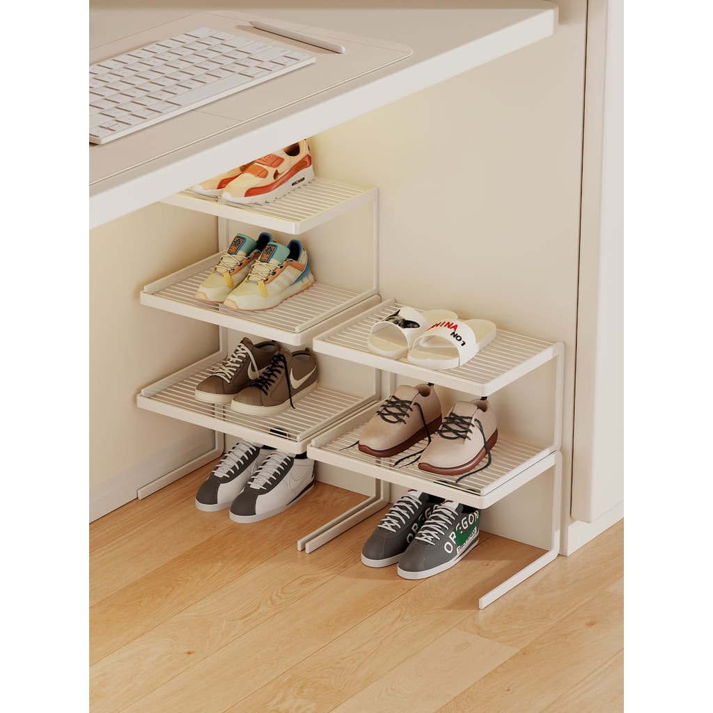 Armário de sapatos sapato interior em camadas de armazenamento sapato Rack chinelo partição prateleira de armazenamento