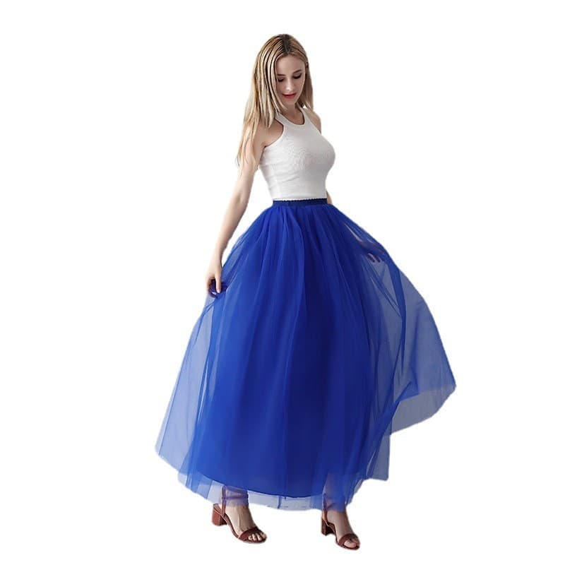 Saia de gaze de comprimento médio saia tutu saia de tule adulto vestido de baile saia de malha feminina