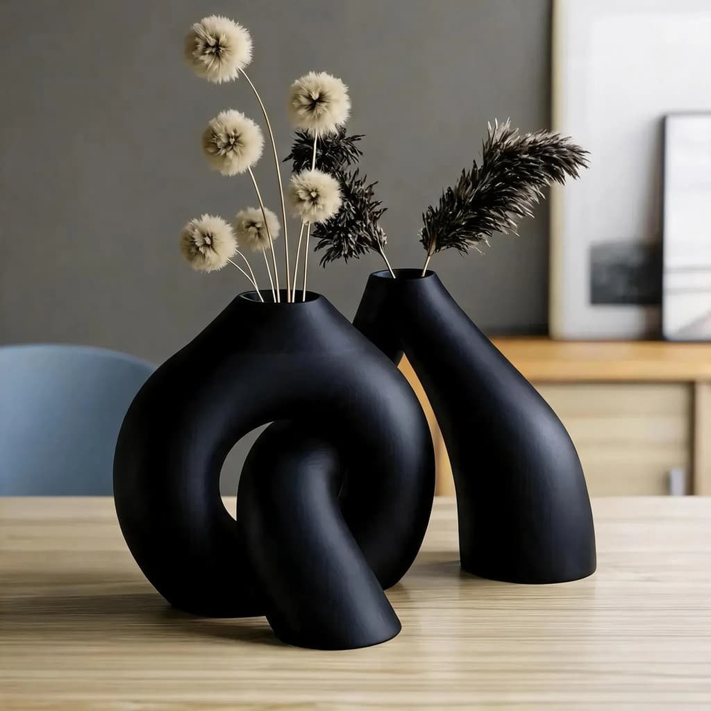 Dupla De Vasos Decorativos Formas Modernas E Minimalistas