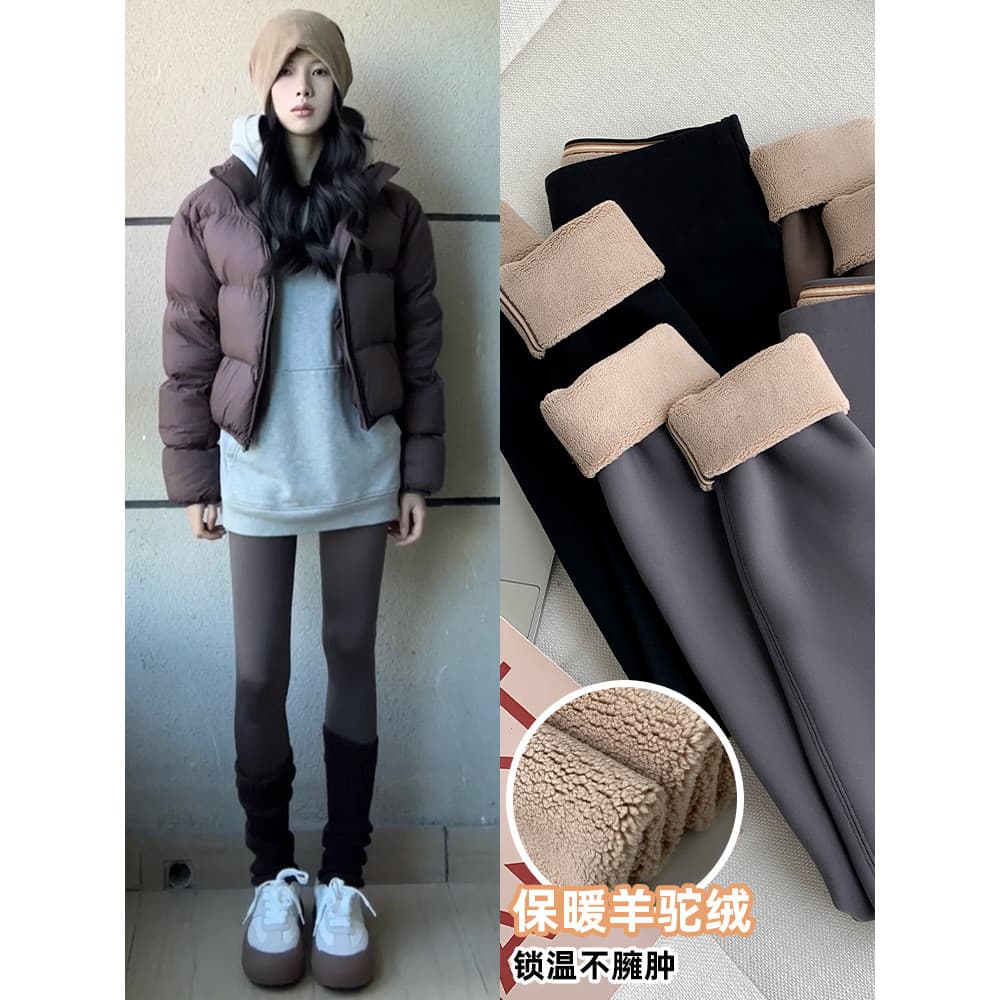 Calças de tubarão cor café, roupa externa feminina, outono inverno 2025, novo estilo, Leggings Skinny, levantamento de q