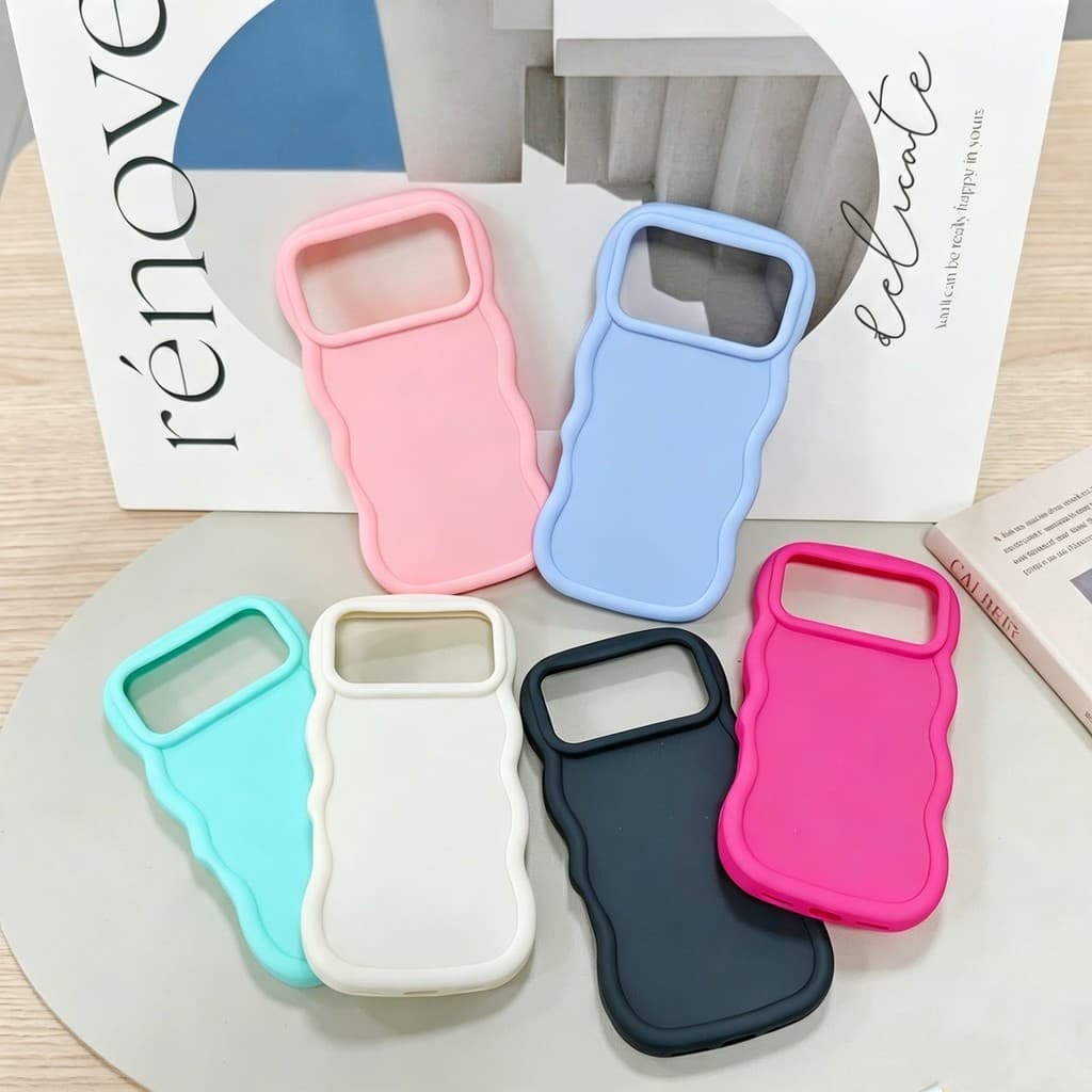 Capa De Celular TPU Macaron Borda Ondulada Anti Queda, Compatível Com iPhone 12 13 14 15 16 17 Pro Max