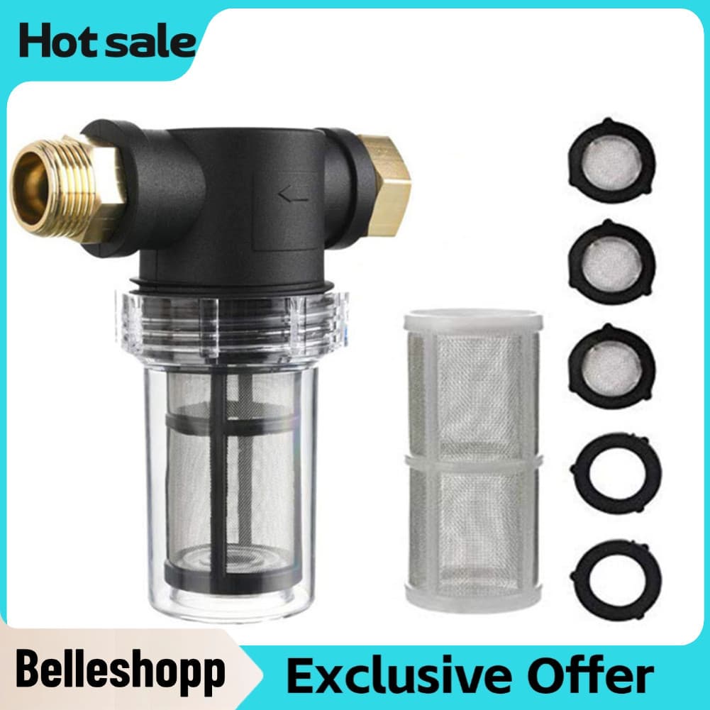 Belleshopp-br Filtro de lavadora de pressão Mangueira de jardim Acessório de sedimento de água Rosca de 3/4 de polegada