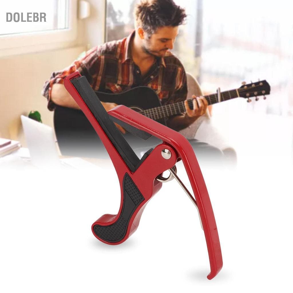 Dolebr Dolebr Mingzhe Conjunto elétrico de liga de capo para guitarra com 2 palhetas para banjo bandolim (vermelho)