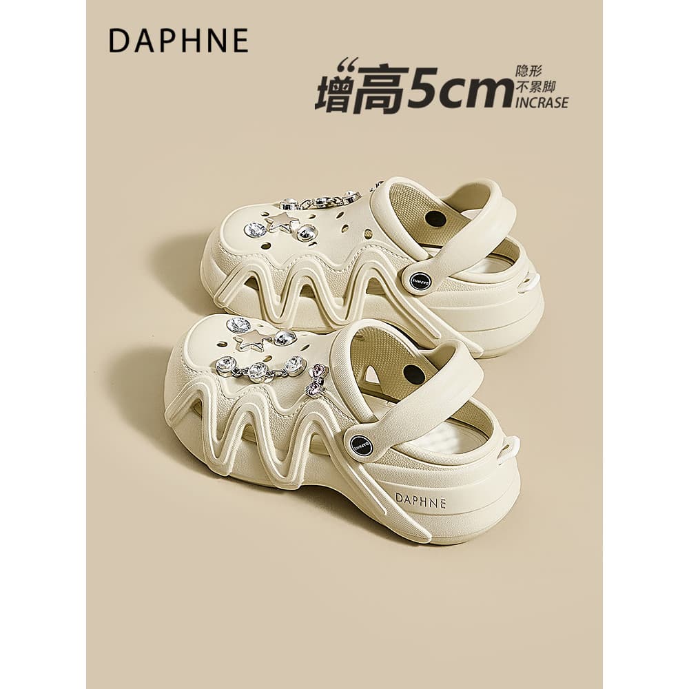 Daphne buraco sapatos femininos 2026 novo estilo verão Super quente sola grossa exterior usar sandálias chinelos desliza