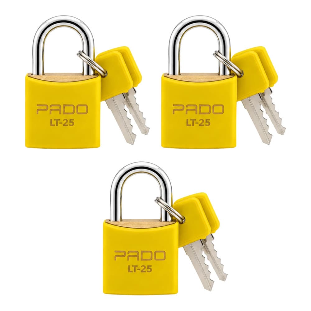 Kit 3 Cadeados de Latão de 25mm LT25 Amarelo Pado