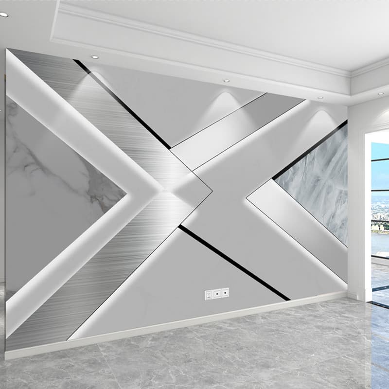 3d tridimensional sala de estar tv fundo papel de parede Nordic filme tv pano simples escovado geométrico Mural luz luxo