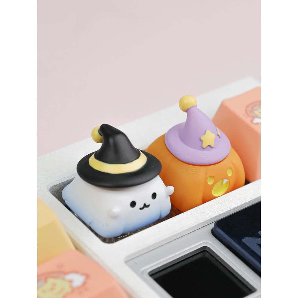 Knock Berry Halloween Ghost Pumpkin Keycap exclusivo fofo único ESC teclado mecânico boné personalizado tridimensional