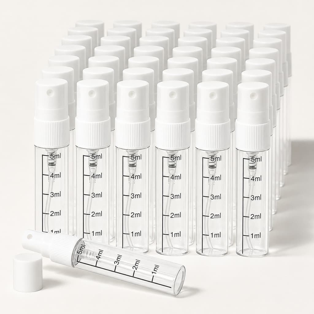 Frasco Spray Vidro 5ml c/ 200/500 unid - Névoa Fina Rosca 13mm p/ Perfume e Óleo