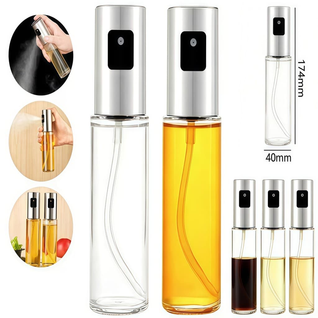 Pulverizador Porta Azeite Vinagre Dispenser 100ml Vidro e Aço Inóx BINGO