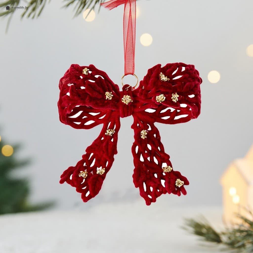Enfeites Flocados Vermelhos De Árvore De Natal Decorações Suspensas Macias Para De Casa De Festas De Fim De Ano