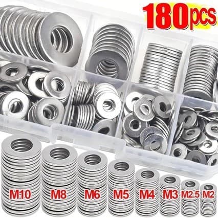180pcs conjunto de arruela plana M2-M10 arruela de Metal arruela elástica combinação prendedor com caixa de armazenament