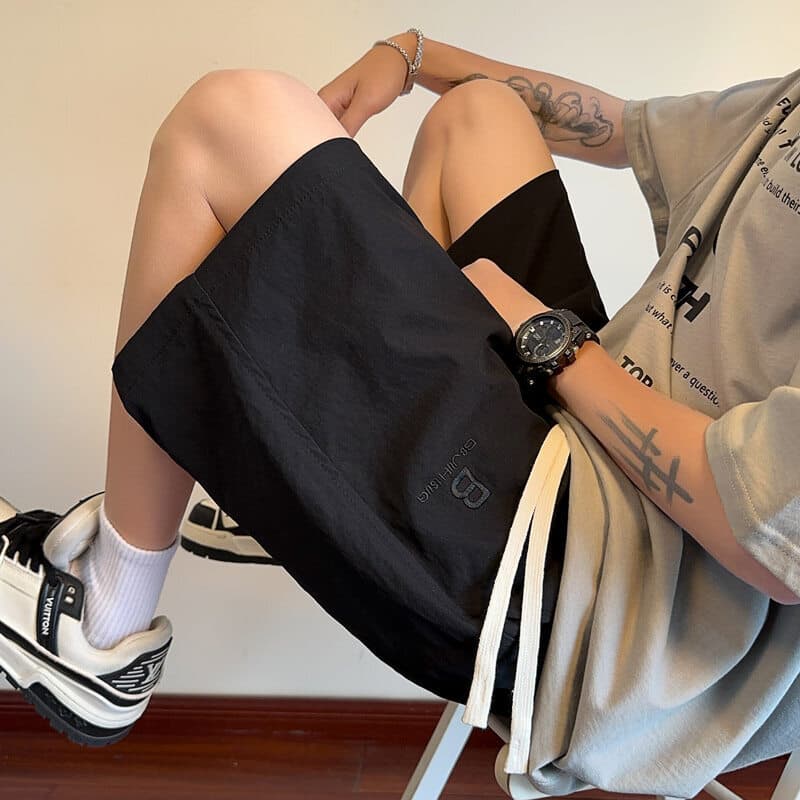Carta bordado Shorts esportivos masculino verão estilo fino Street Wear estilo americano de secagem rápida calças de cin
