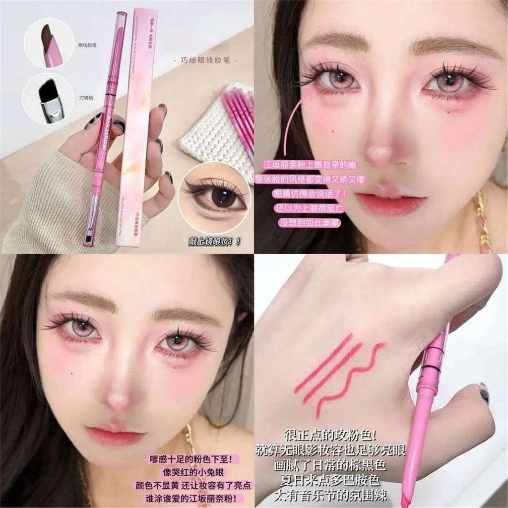 Esaka Rena Pink Down ao Delineador!Caneta de Gel delineadora de ponta dupla, sensação sob a atmosfera para caneta de bic
