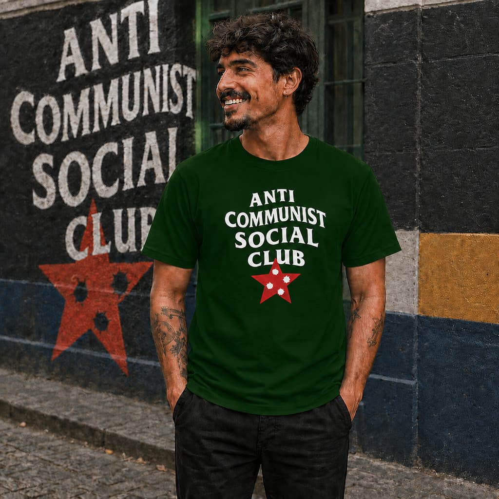 Camiseta Masculina Anti Comunista Estrela Política Brasileira Estampada Algodão Casual Moderna