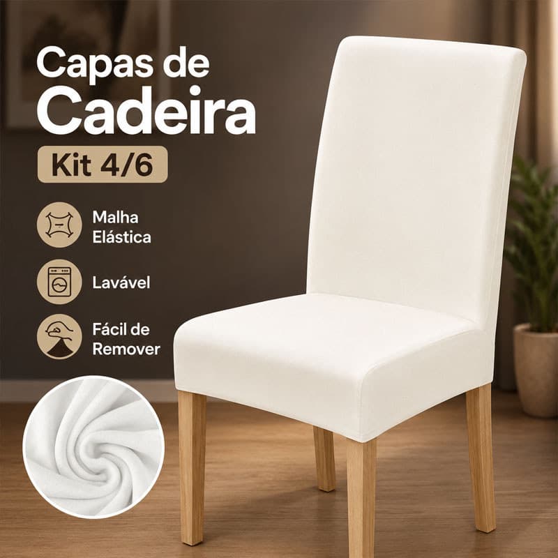 Capas de Cadeira Kit 4/6 em Malha Elástica Flexível Removível Lavável Capas Para Cadeira Jantar