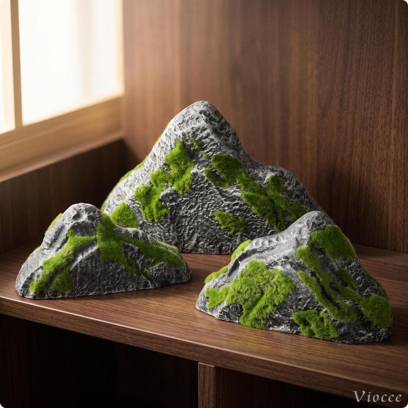 [Viocee] Paisagem De Rocha De Espuma Flocada Artificial Com Textura De Líquen Para Cenário De Terrário , Jardim Em Minia