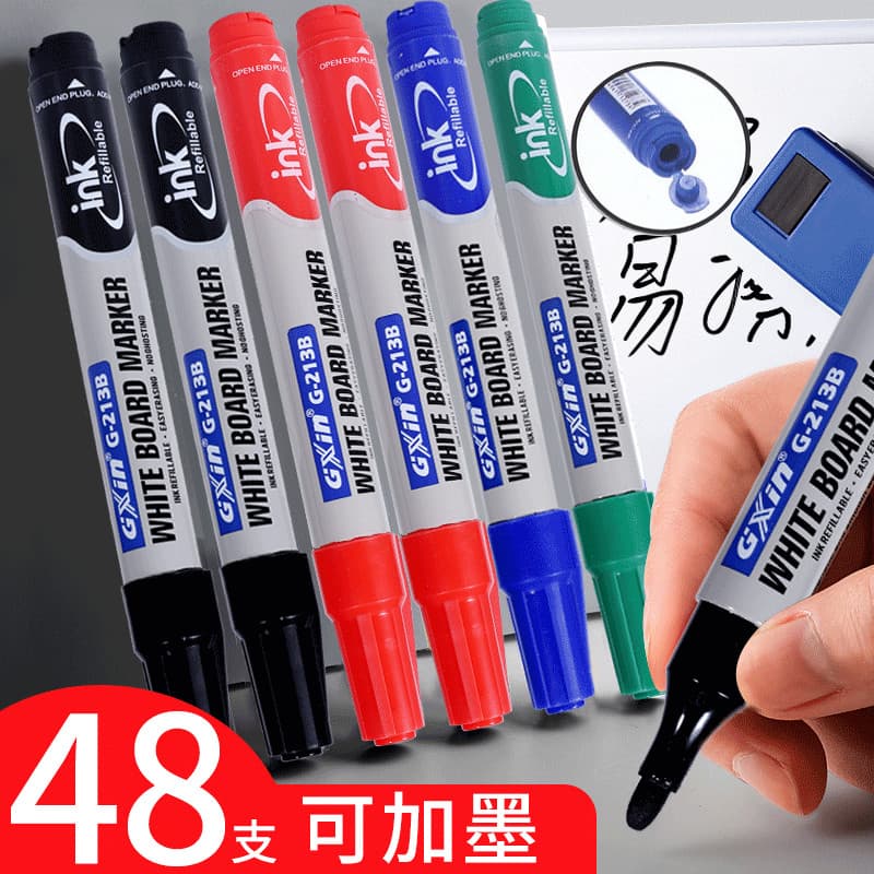 Caneta apagável para quadro branco pode adicionar tinta preta para crianças vermelho azul verde Caneta para quadro negro