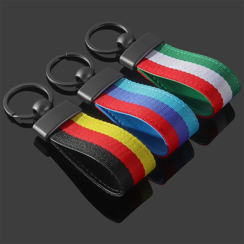 Bandeira italiana alemã BMW Tricolor Carro Nylon Webbing Publicidade Metal Chaveiro Anel Pingente