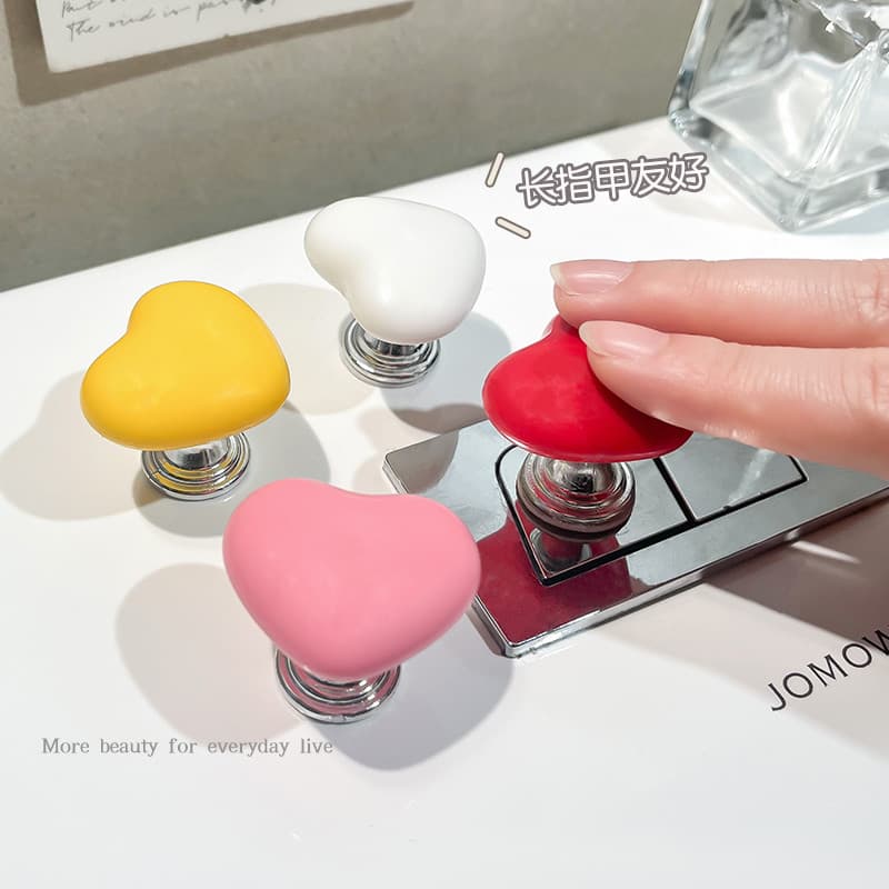 Botão de pressão para vaso sanitário, acessórios em formato de coração, loja de unhas longas, dedicado, interruptor de d