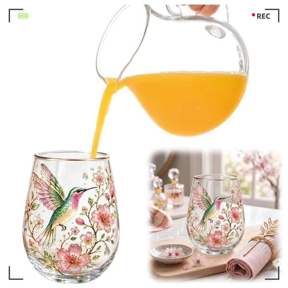 Xícara De Chá De Beija-Flor , Vidro Transparente De Grande Capacidade Para Jardim , Design Floral Esmaltado Pá