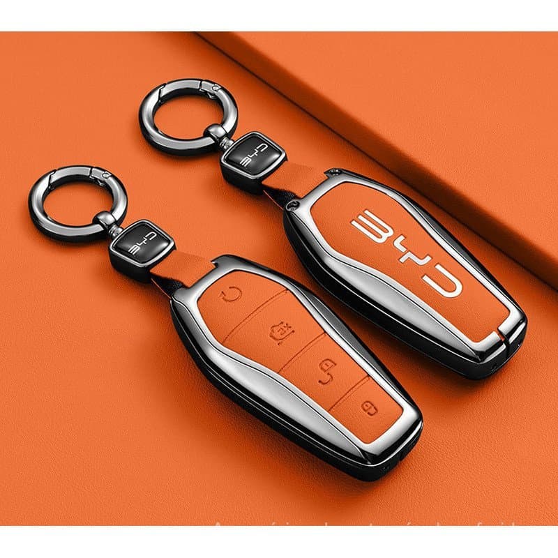 Para BYD Qin PLUS Seal 06 Dolphin Seagull Song Plus Pro Y Atto3, capa de chave de carro em couro e liga de zinco JSIZ