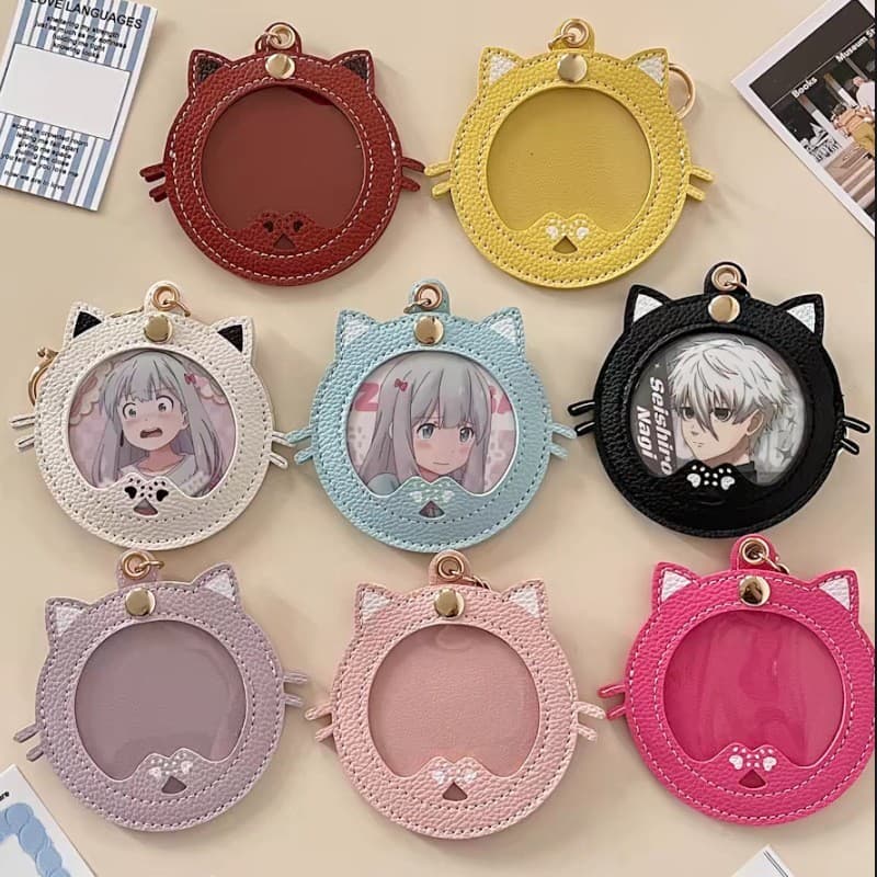 Estoque pronto Smart Cute Cat Bar Display Case 58 Badge Storage Bag Chaveiro Anime Valley Capa protetora