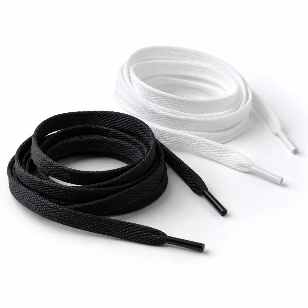 Cadarço 120cm Chato Achatado Para Tênis 8mm Preto Branco Sapatênis Casual Esportivo Kit 10 Pares