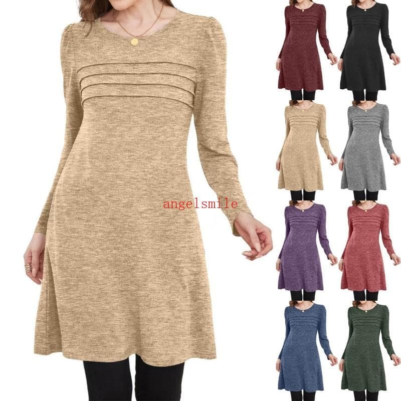 Ace Lisonjeiro Vestido Suéter Feminino Manga Comprida Gola Redonda Babado Detalhe Barriga Cobrindo Tops Elásticos Na Alt