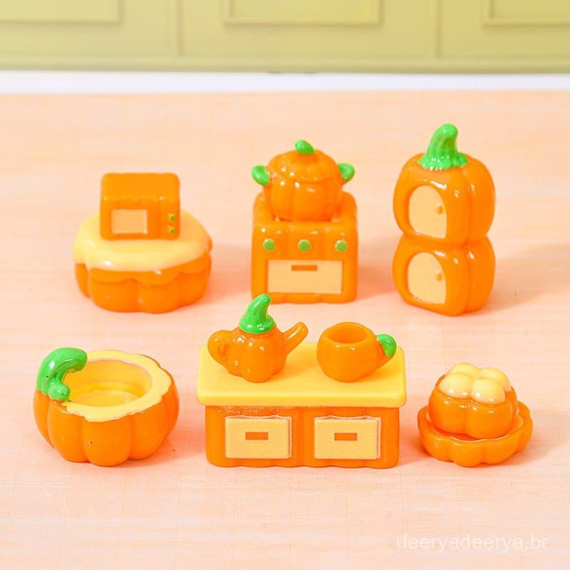 Novo Enfeite de Halloween em Forma de Abóbora Fofa para Móveis, Mesa, Carro, Acessório de Planta em Miniatura para Paisa