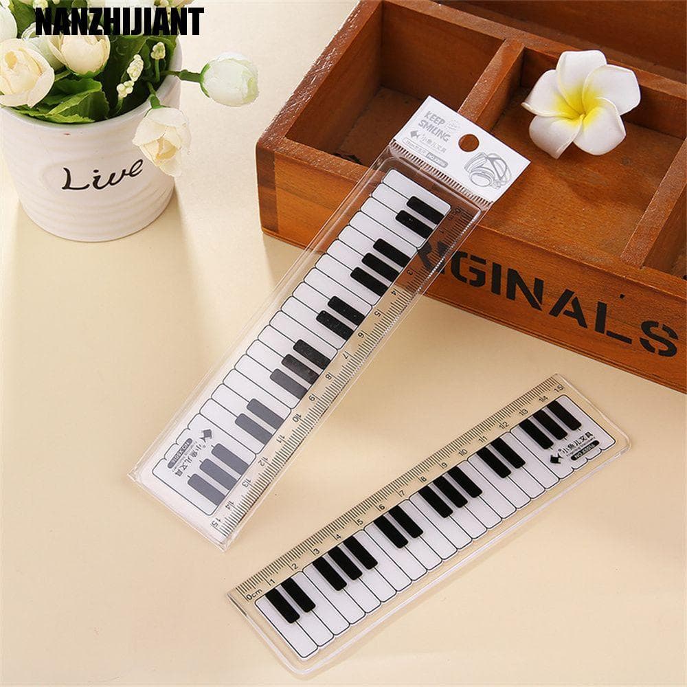 NANZHIJIANT Réguas Retas 15cm Régua De Escala Criativa Estudantes Papelaria De Plástico Preto Branco Notas Musicais