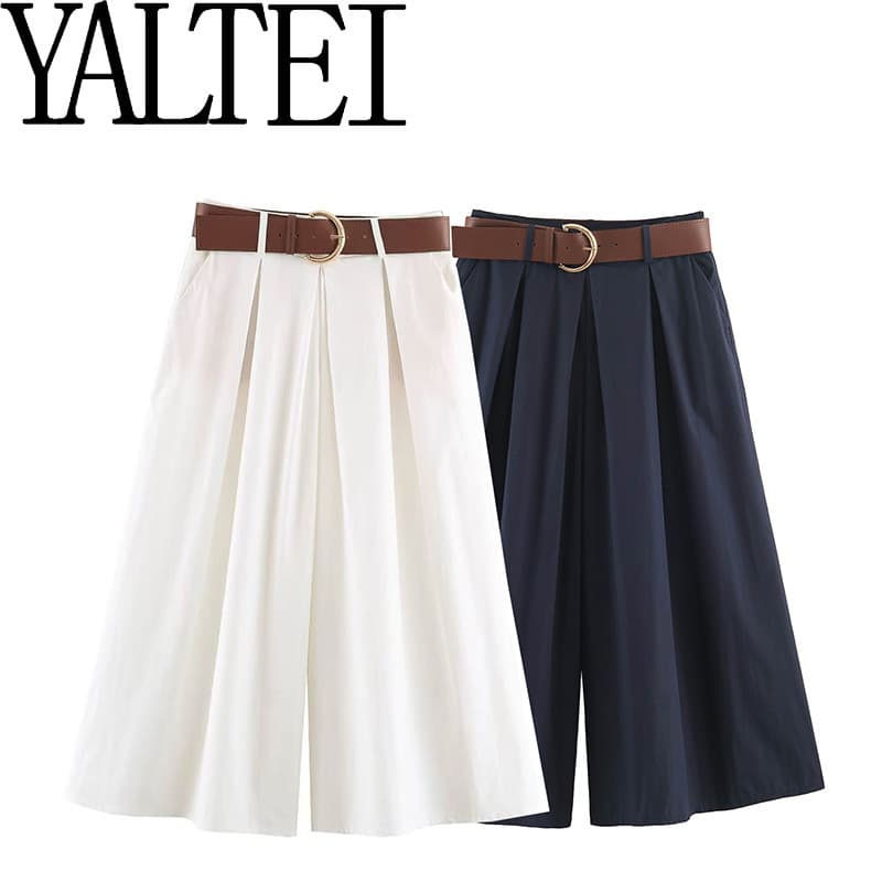 ZA Cross-Border AliExpress ins Mulheres Europeias Americanas Verão Novo Estilo All-Match Daily Match Belt Perna Larga780