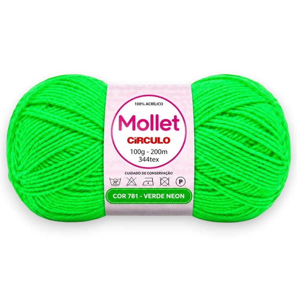 Fio Mollet Círculo 100g 200m Cor 781 Verde Neon – 100% Acrílico