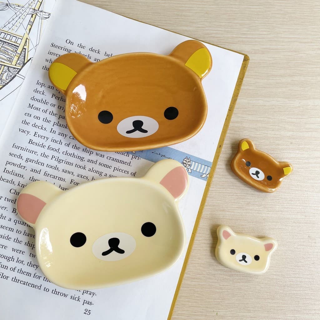 Departamento de gatos mantimentos estilo japonês macio bonito rilakkuma prato sabor cerâmica bonito pequeno prato urso p