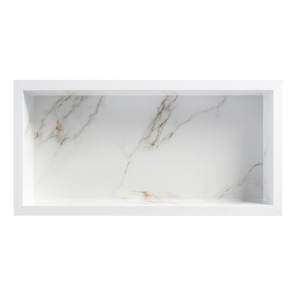 Nicho Banheiro De Cerâmica 60x30 Borda Alumínio Branco Grande